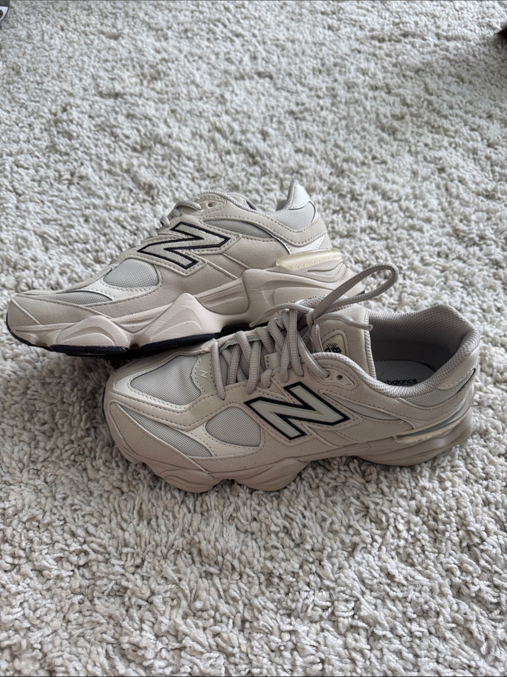 New Balance 9060 Women's Light Beige and Cream Athletic Sneakers